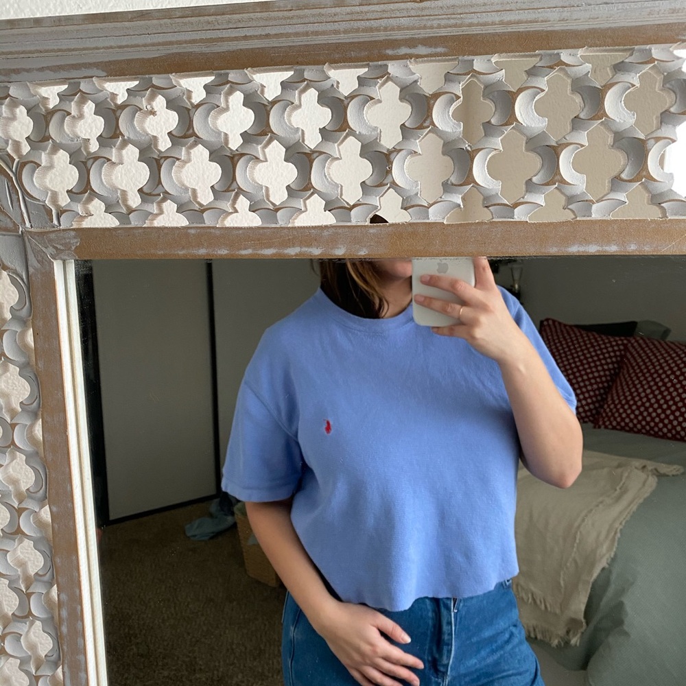 Periwinkle vintage cropped Ralph Lauren shirt